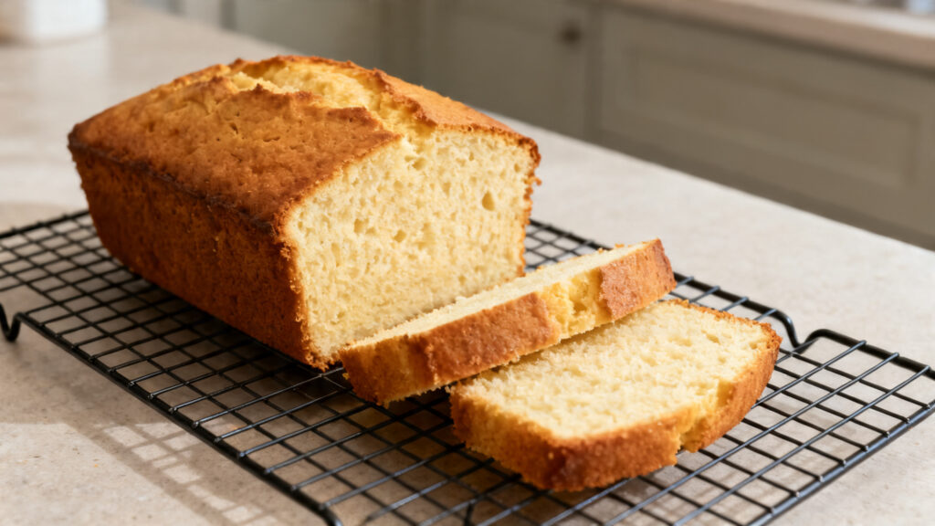 Quatre-quarts vanille tranché, régulier et moelleux