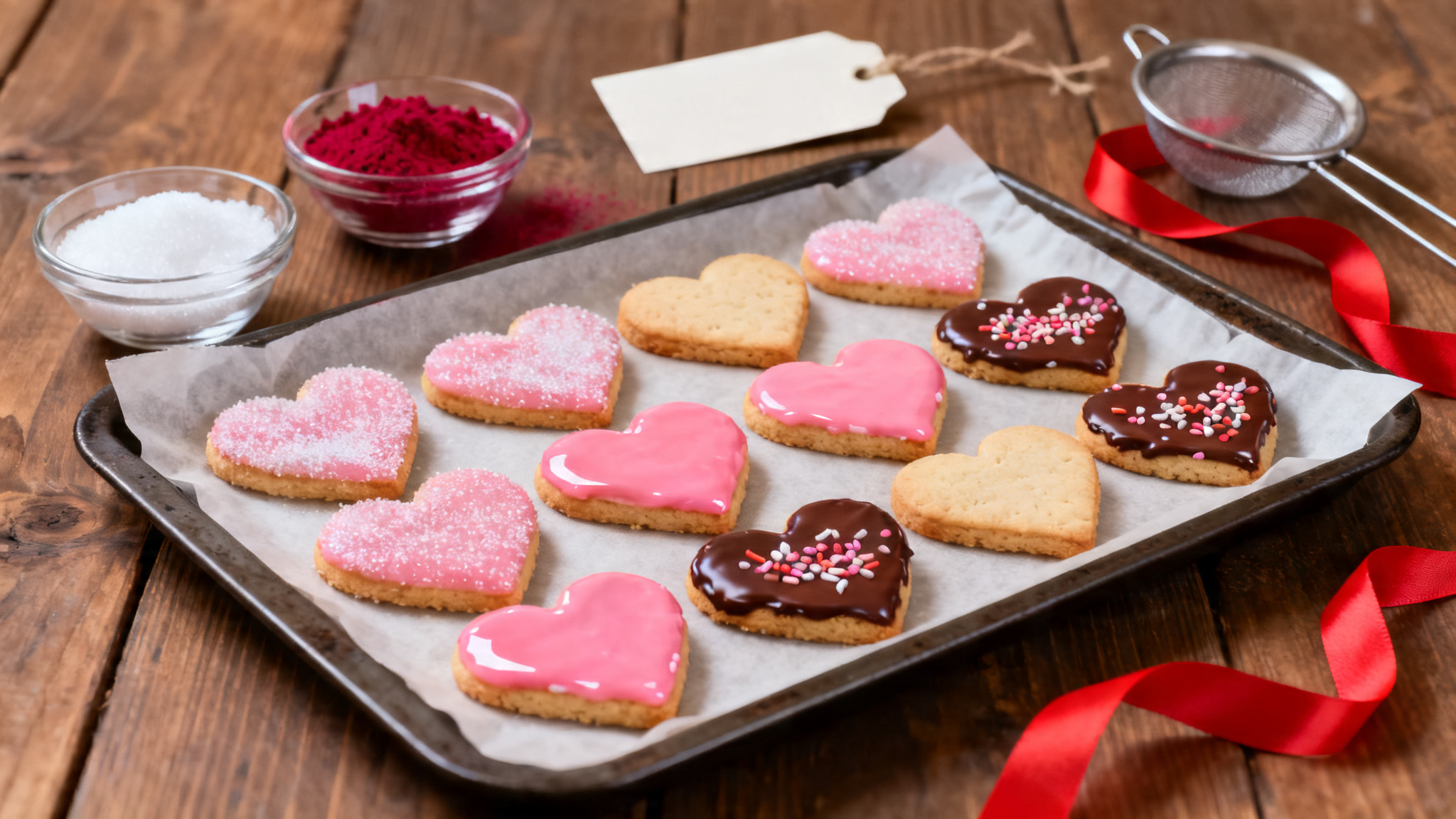 Assortiment de sablés cœur pour une recette de biscuits Saint-Valentin