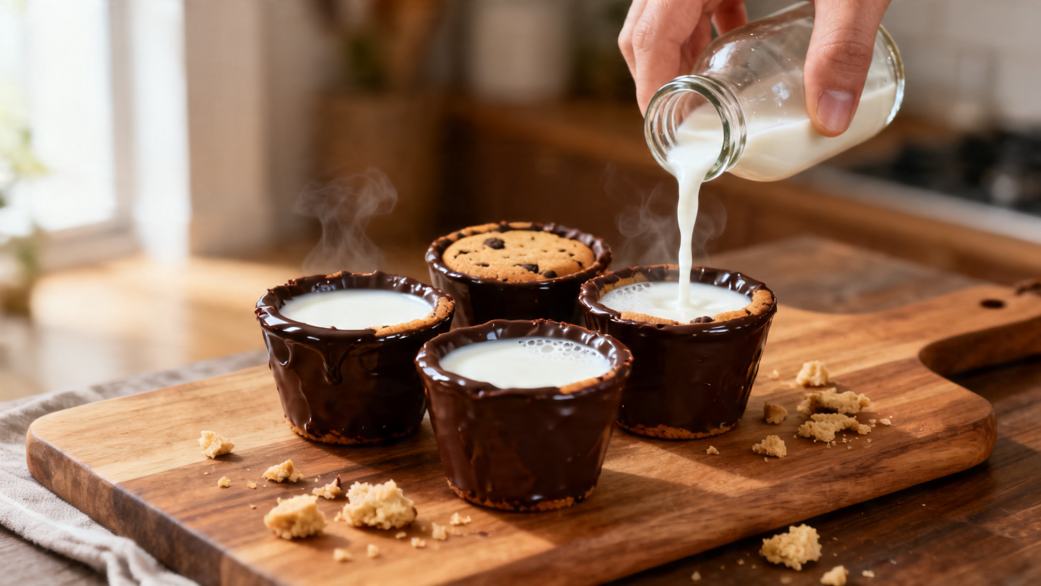 Recette de cookie shots originaux remplis de lait, nappage brillant