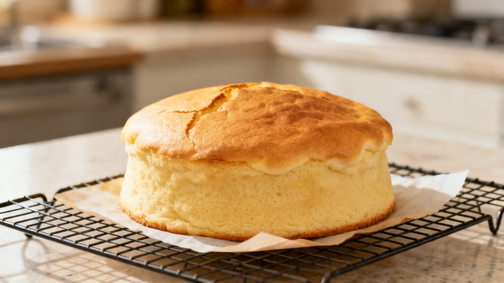 Gâteau moelleux au yaourt refroidissant sur une grille