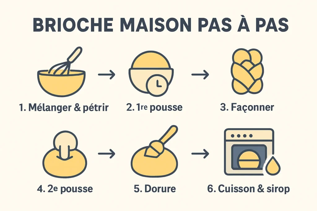 Étapes clés de la brioche maison pas à pas