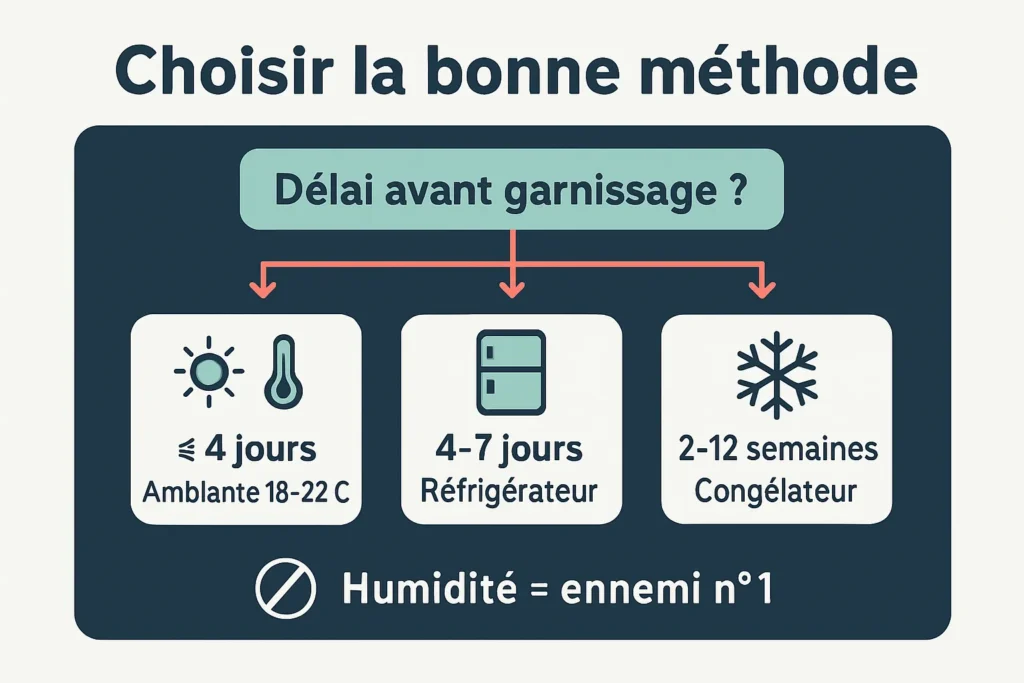 Arbre de décision délai : ambiante, frigo ou congélateur