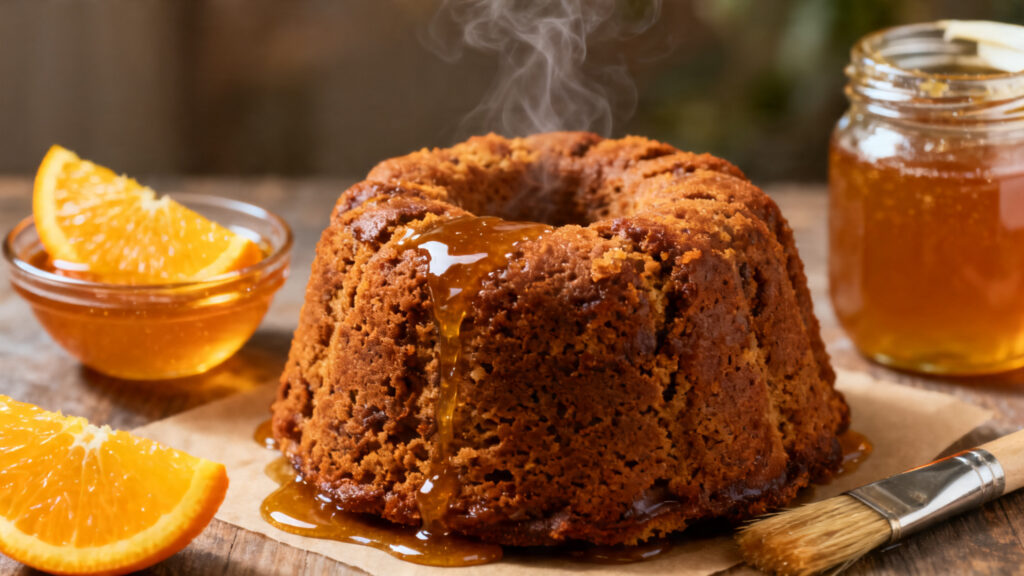 Sirop d’imbibage miel orange pour un pain d’épices moelleux