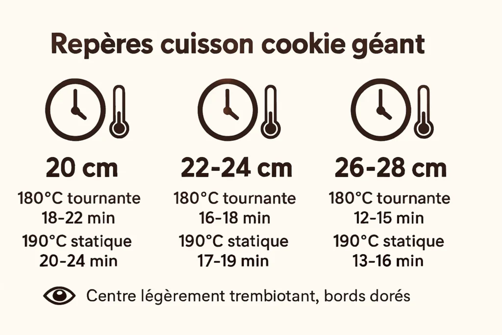 Temps de cuisson cookie géant selon diamètre et four