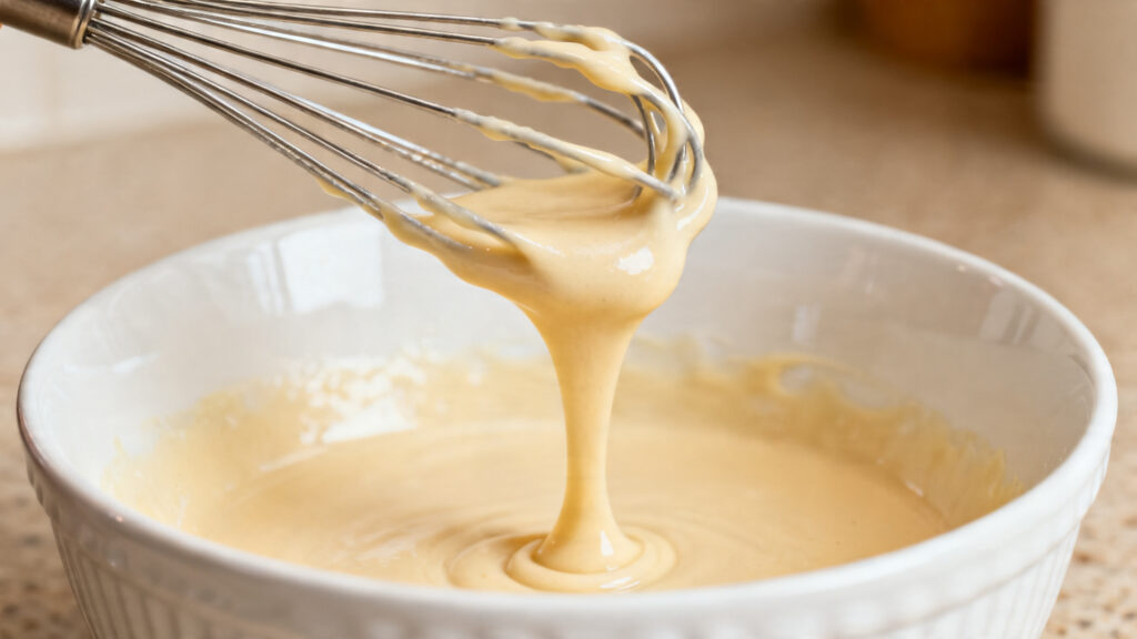 Texture de pâte one-bowl, ruban épais pour pancakes moelleux