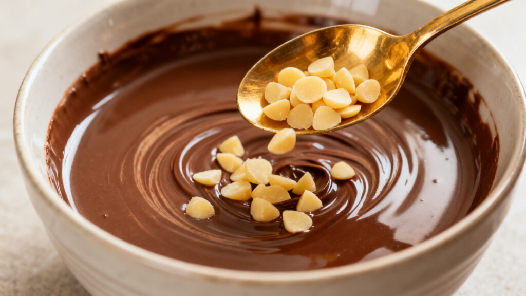 Ajouter une cuillère de beurre de cacao pour lisser