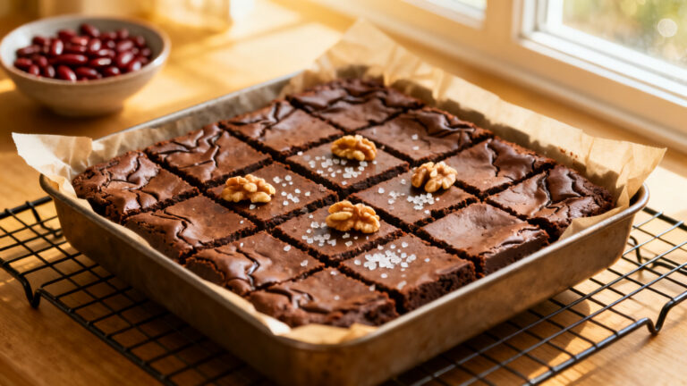 Carrés de brownies aux haricots rouges, fondants, chocolat 70&nbsp;%