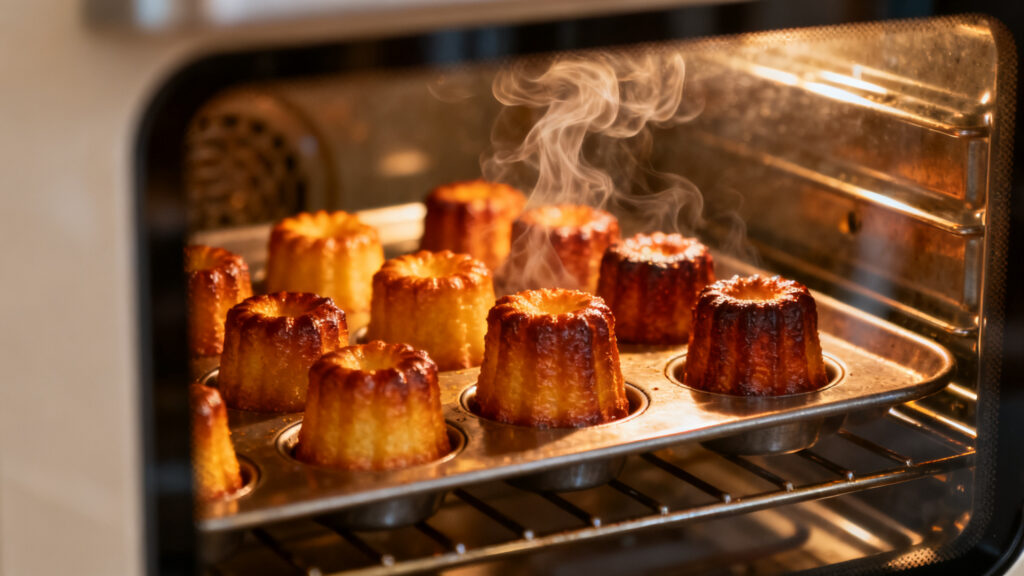 Cannelés sur plaque préchauffée à 240 °C en chaleur statique