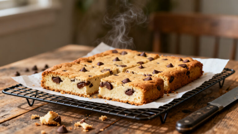 Cookies en barre fondants aux pépites sur grille