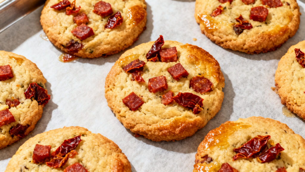 Cookies au chorizo et tomates séchées, apéritif dînatoire