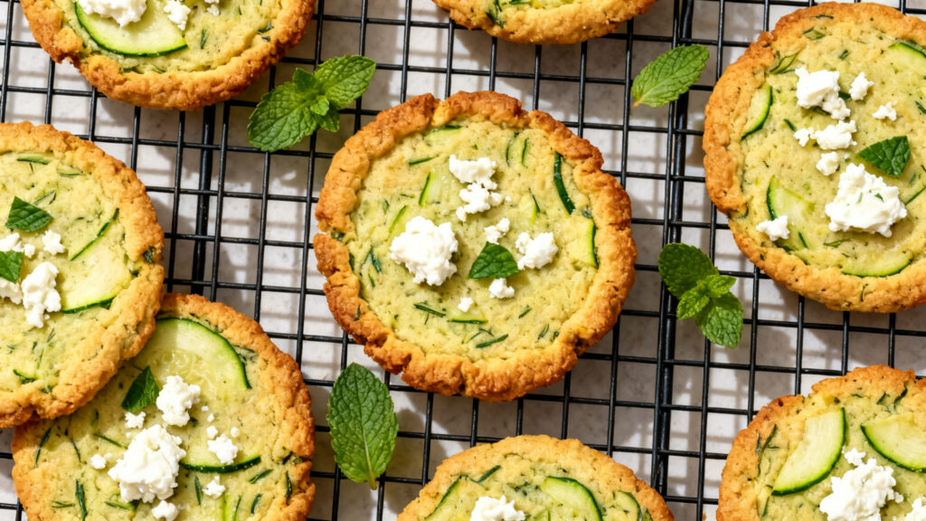 Cookies légumes à la courgette, menthe fraîche et feta