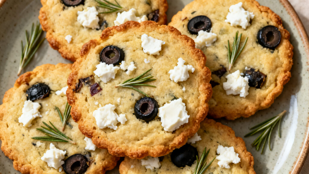 Cookies feta et olives noires, parfum de thym