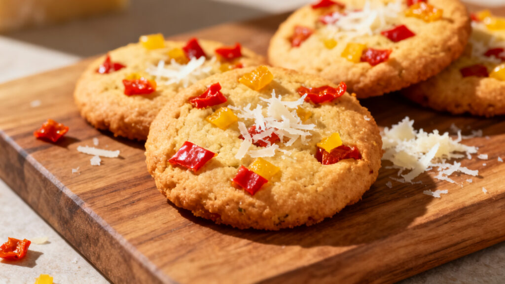 Cookies aux poivrons rôtis, fromage Grana Padano