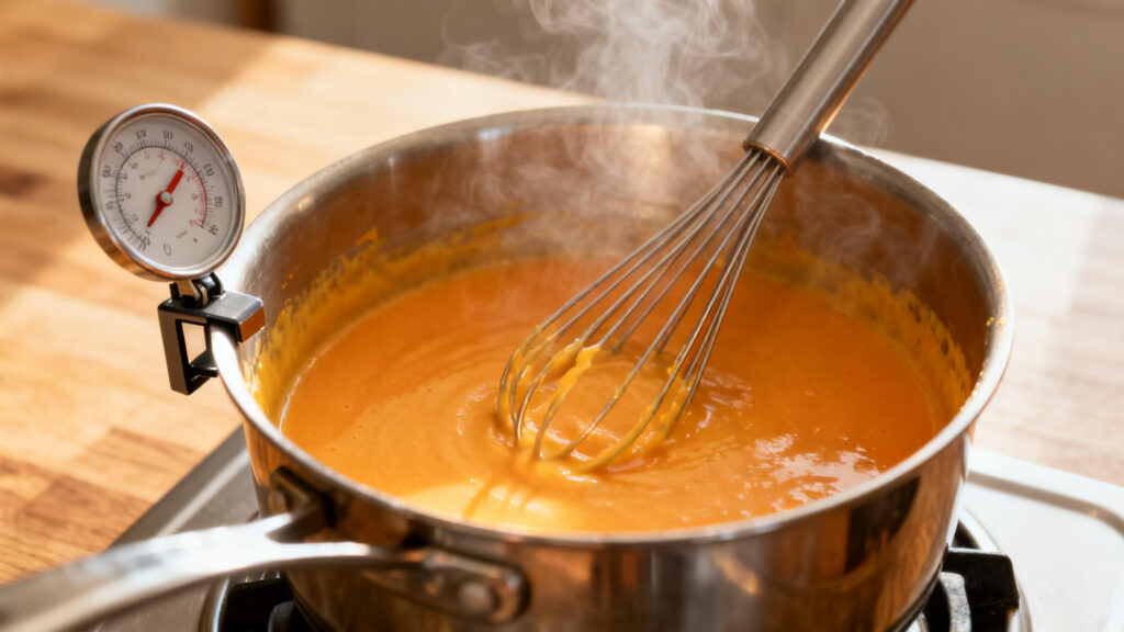 Cuisson à feu moyen avec thermomètre cuisine