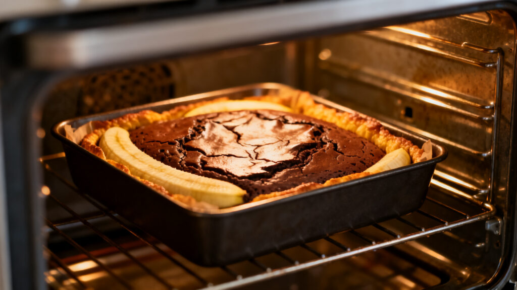 Brownie au four, bords dorés et surface satinée