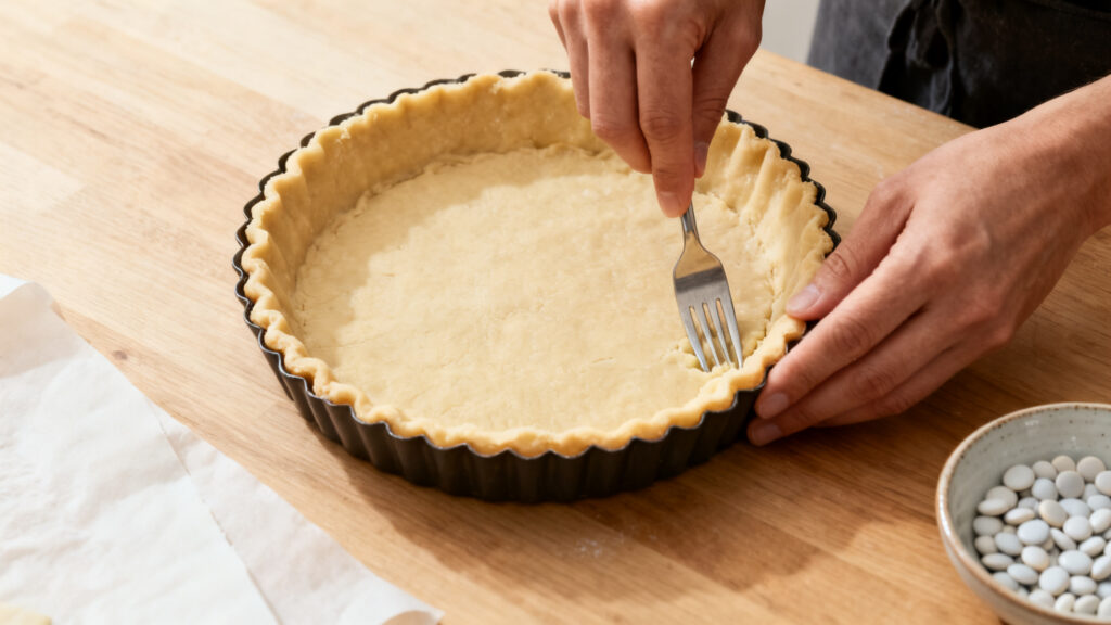 Piquer la pâte, bord 3-4 mm et billes prête