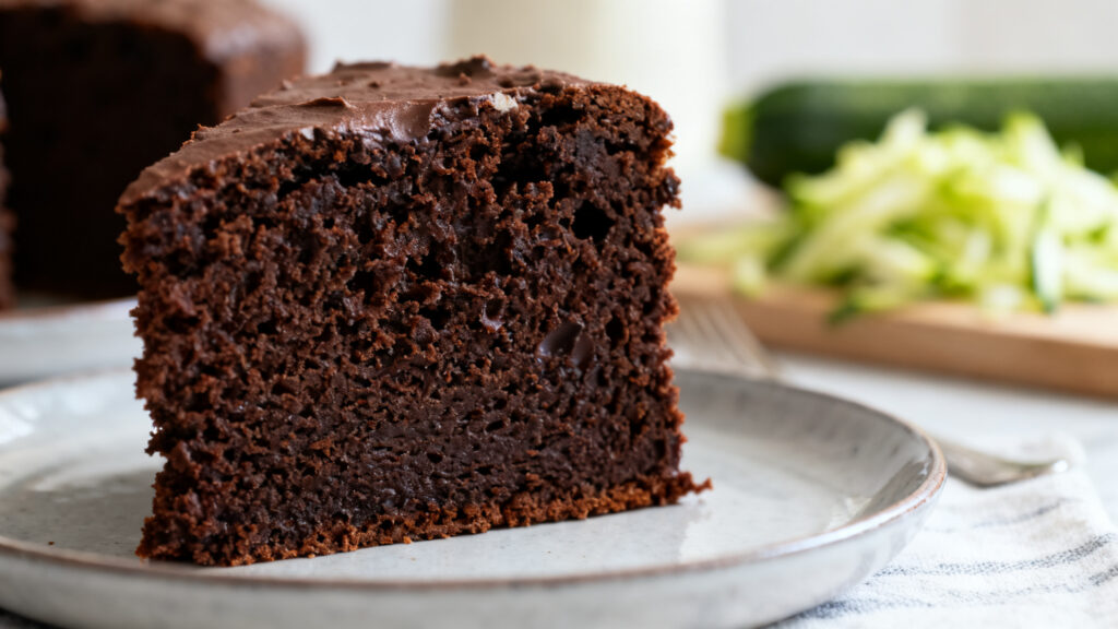 Gâteau chocolat-courgette léger, cacao intense