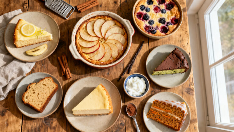 Assortiment de gâteaux peu caloriques en parts appétissantes