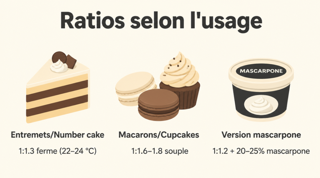 Infographie des ratios chocolat blanc et crème par usage