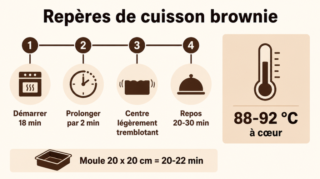 Infographie des temps, signes visuels et température interne 88-92 °C