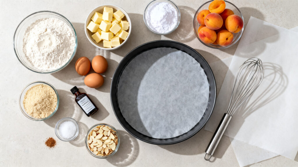 Ingrédients pour pâte sablée et crème d’amande, moule 24-26 cm