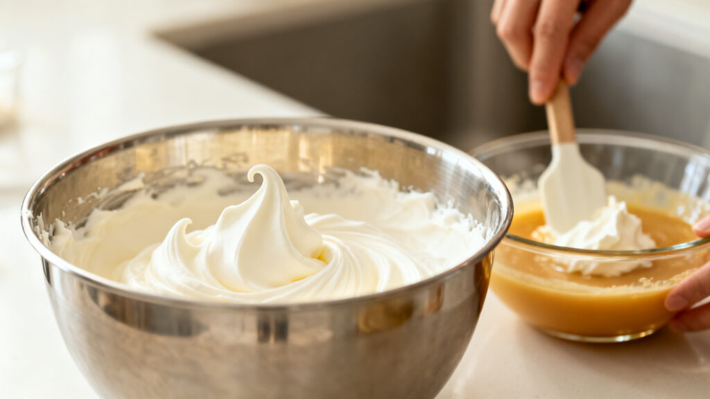 Crème en pics mous pour glace maison sans sorbetière
