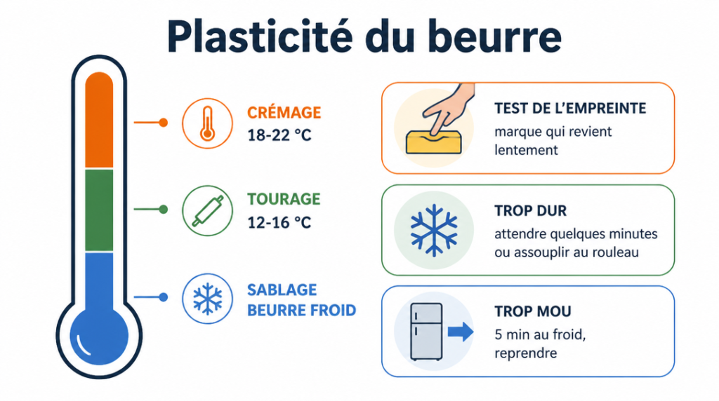 Schéma des températures clés pour la plasticité du beurre