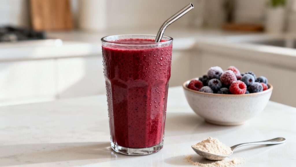 Boisson protéinée aux fruits rouges post-entraînement
