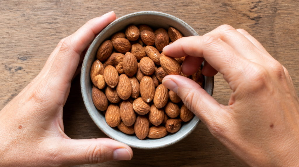 Poignée d’amandes entières, encas riche en protéines