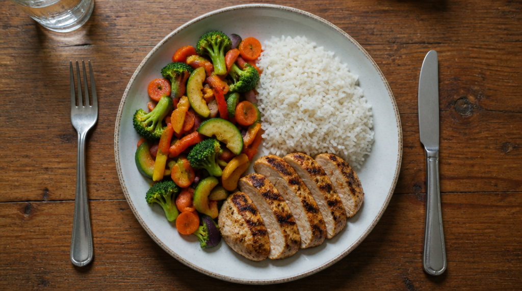 Portion de riz 150 g en quart d’assiette