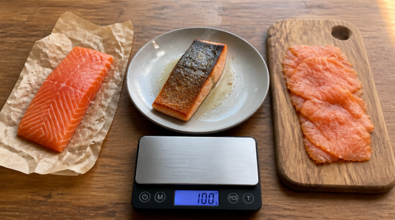 Comparatif calories saumon cru, cuit et fumé sur 100 g