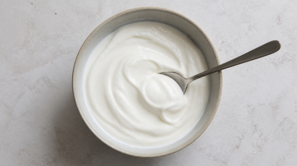 Bol de fromage blanc onctueux, encas protéiné