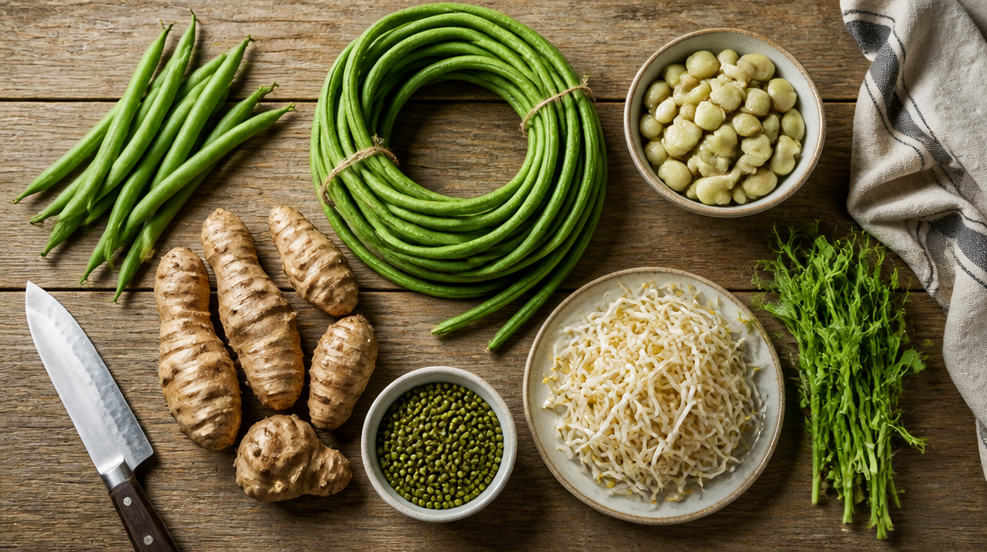 Assortiment de légumes en H prêts à cuisiner
