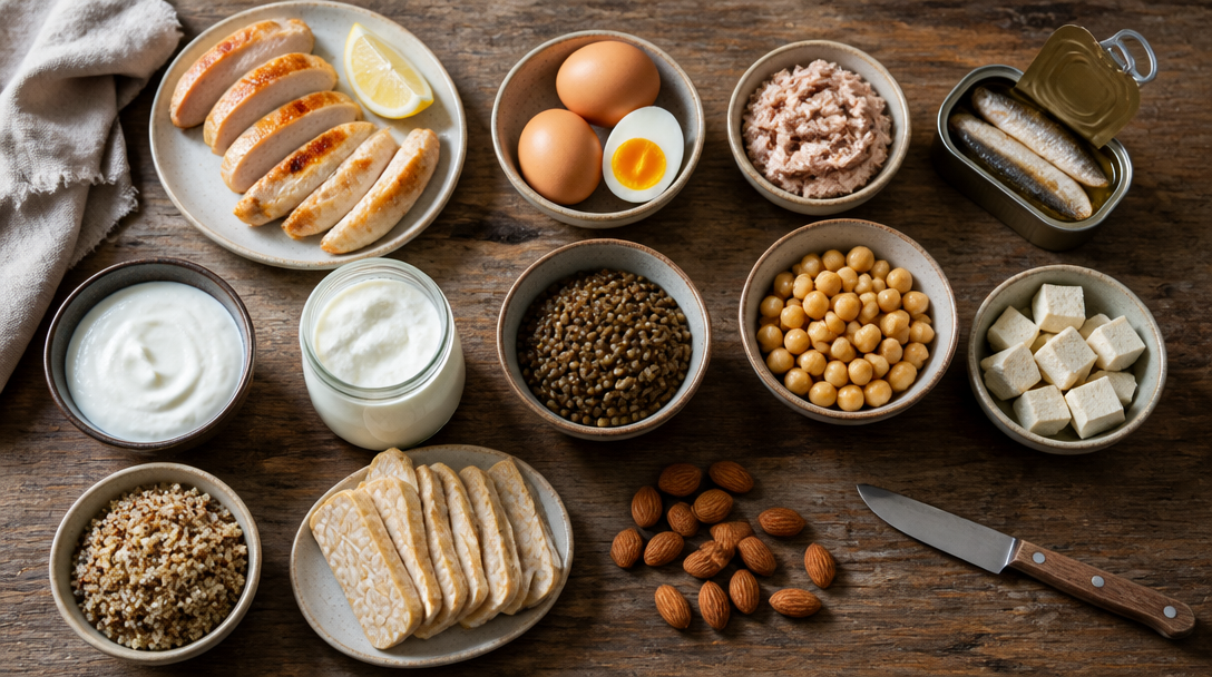 Sélection d’aliments variés pour savoir où trouver des protéines