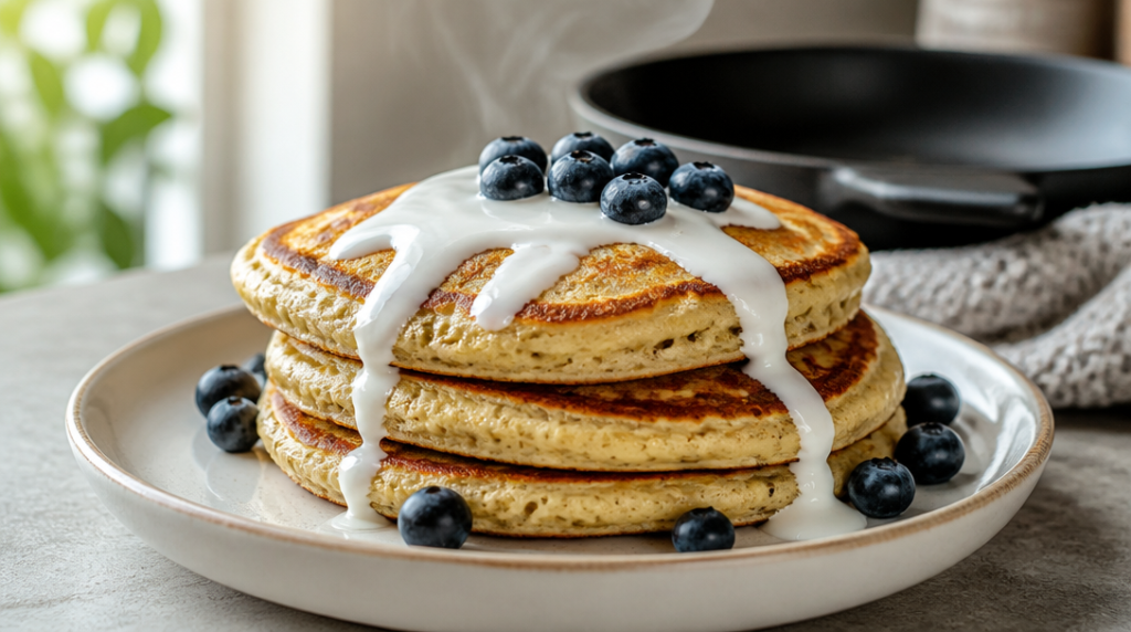 Pancakes protéinés dorés, sans banane ni whey
