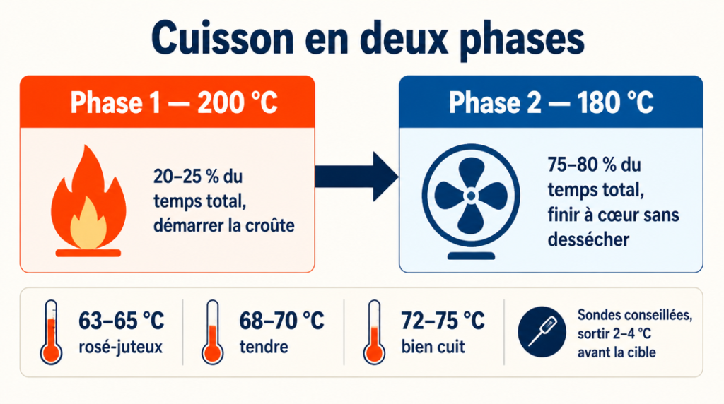 Schéma des phases 200 °C et 180 °C avec cibles internes