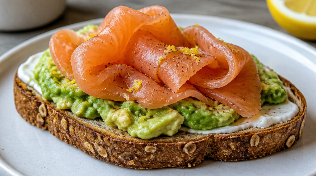 Toast avocat saumon fumé, croquant et riche en protéines
