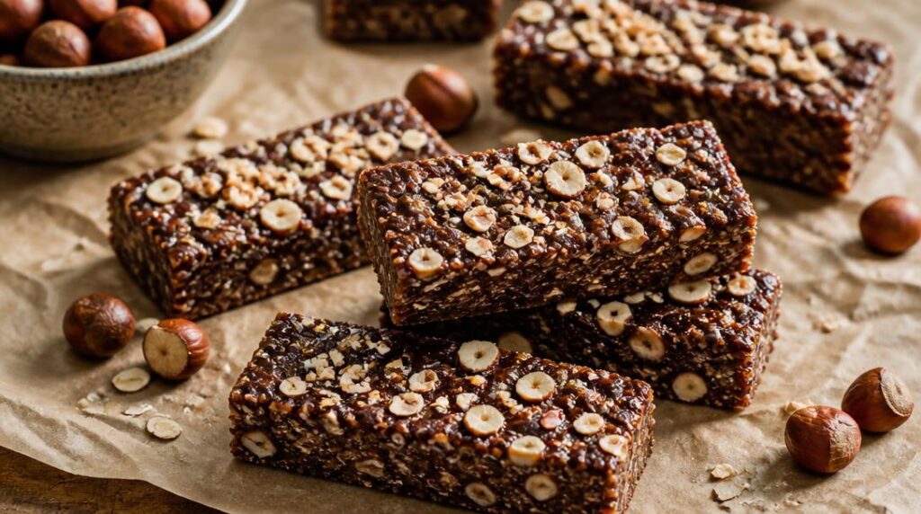 Barres énergétiques cacao noisettes aux flocons d'avoine