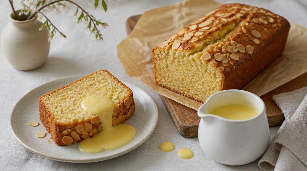 Cake aux amandes et crème anglaise