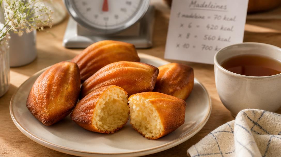 Madeleines dorées et calories d'une madeleine