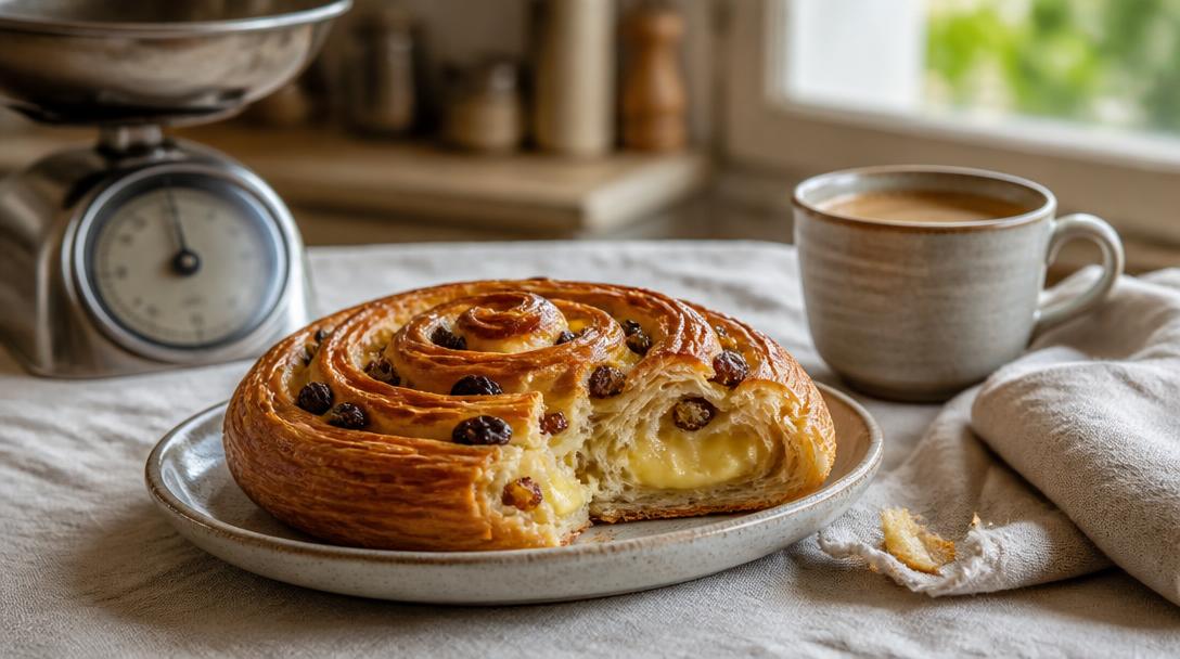 Calories d'un pain aux raisins sur une assiette