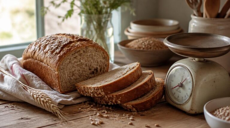 Tranches illustrant les calories dans le pain complet