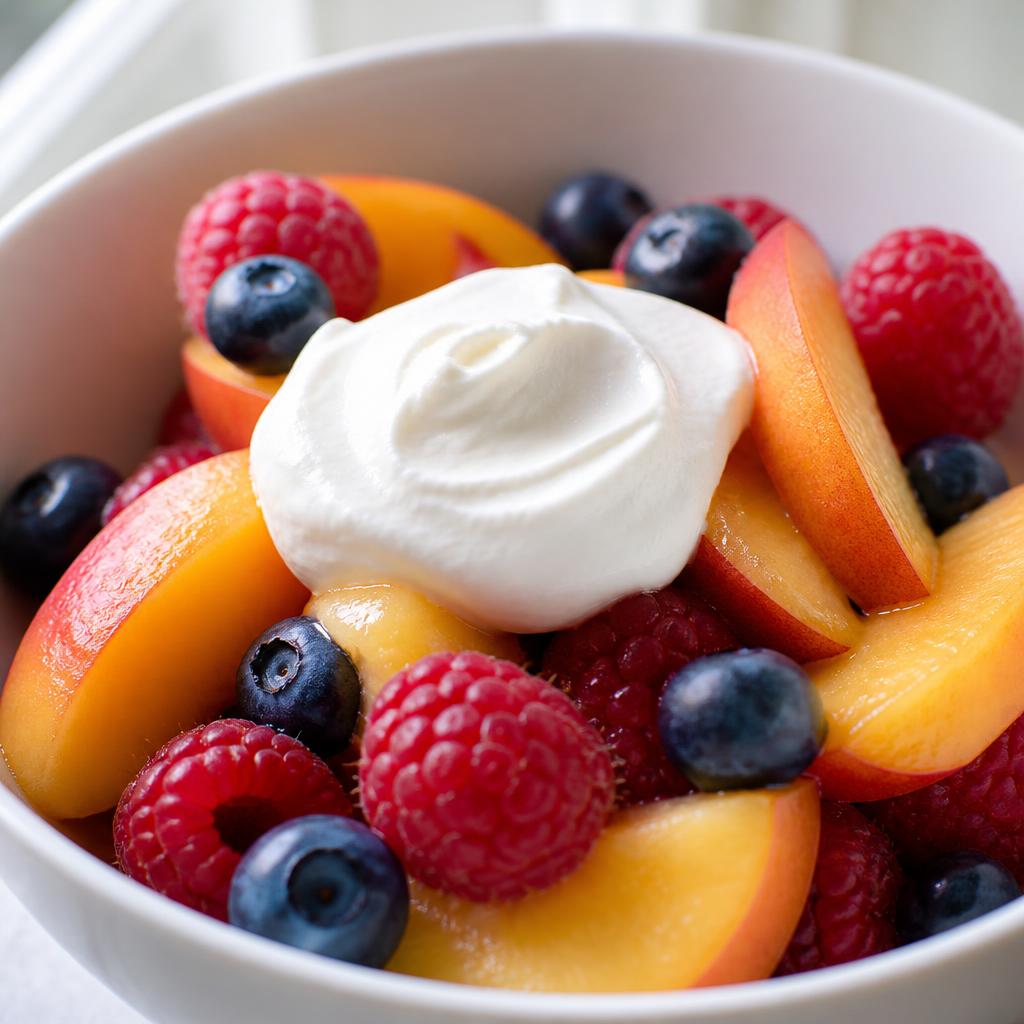 Crème légère sur salade de fruits
