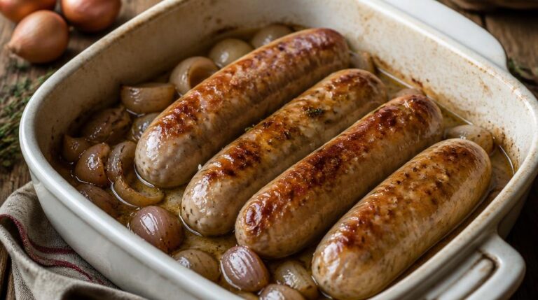 Cuisson des andouillettes au four, dorées et intactes