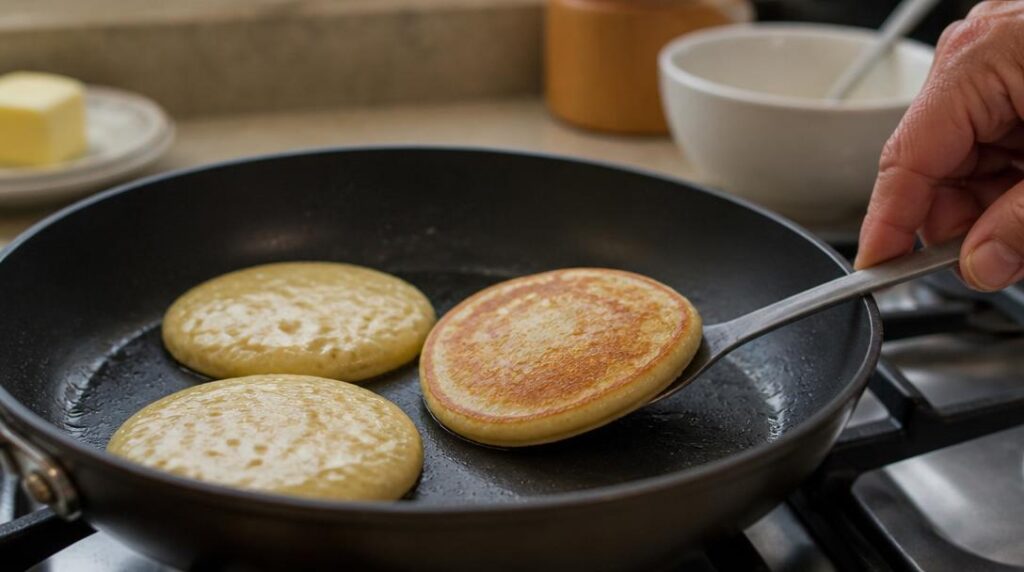 Cuisson de pancakes fluffy à feu doux
