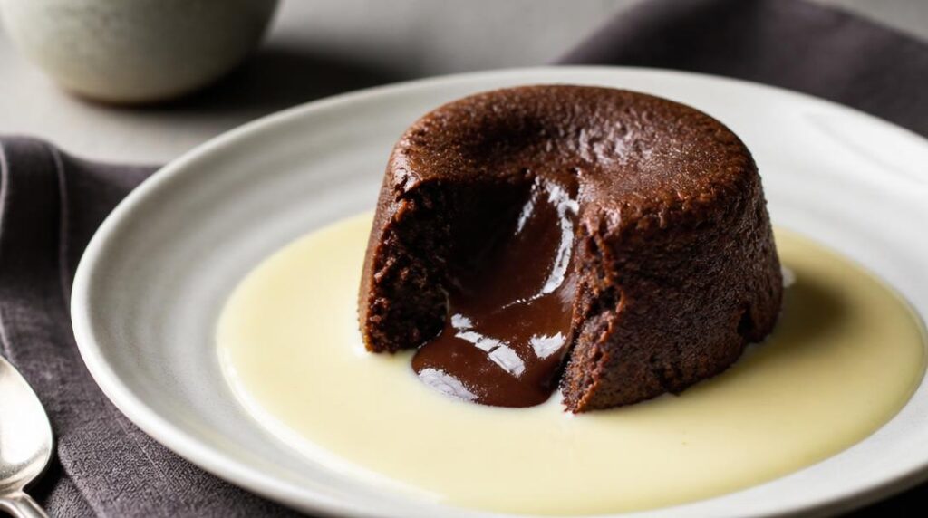 Fondant au chocolat avec crème anglaise vanillée