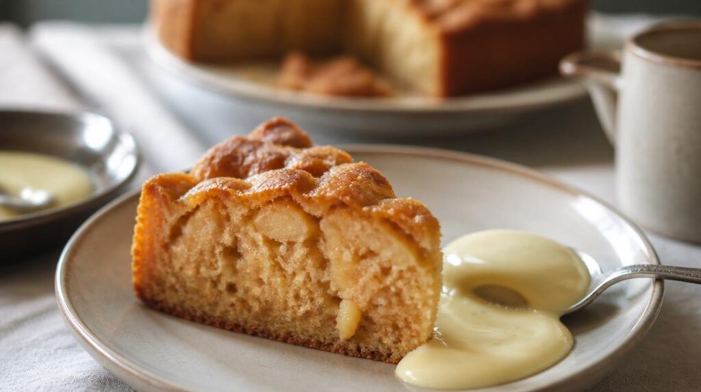 Gâteau aux pommes avec crème anglaise