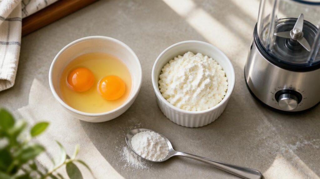 Œufs cottage cheese et fécule pour galette protéinée
