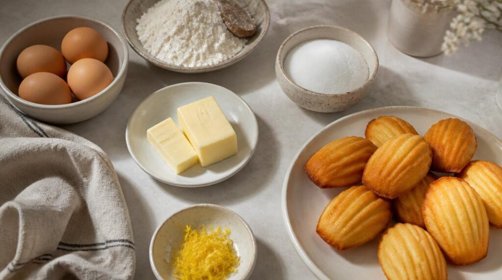 Ingrédients classiques et valeurs nutritionnelles de madeleine