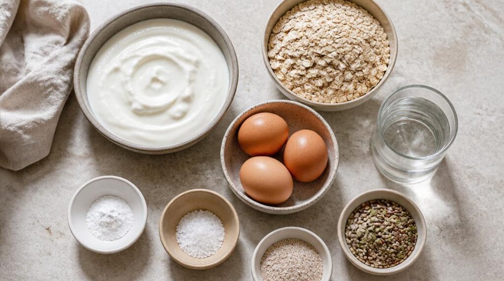 Skyr, avoine et œufs pour pain protéiné maison